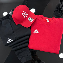 Total look Adidas girocollo RED / BLACK