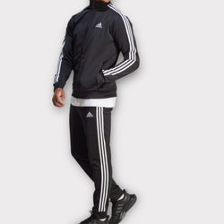 Adidas basic stripes BLACK tracksuit